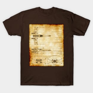 Rebel Main Fighter Parchment Blueprint T-Shirt